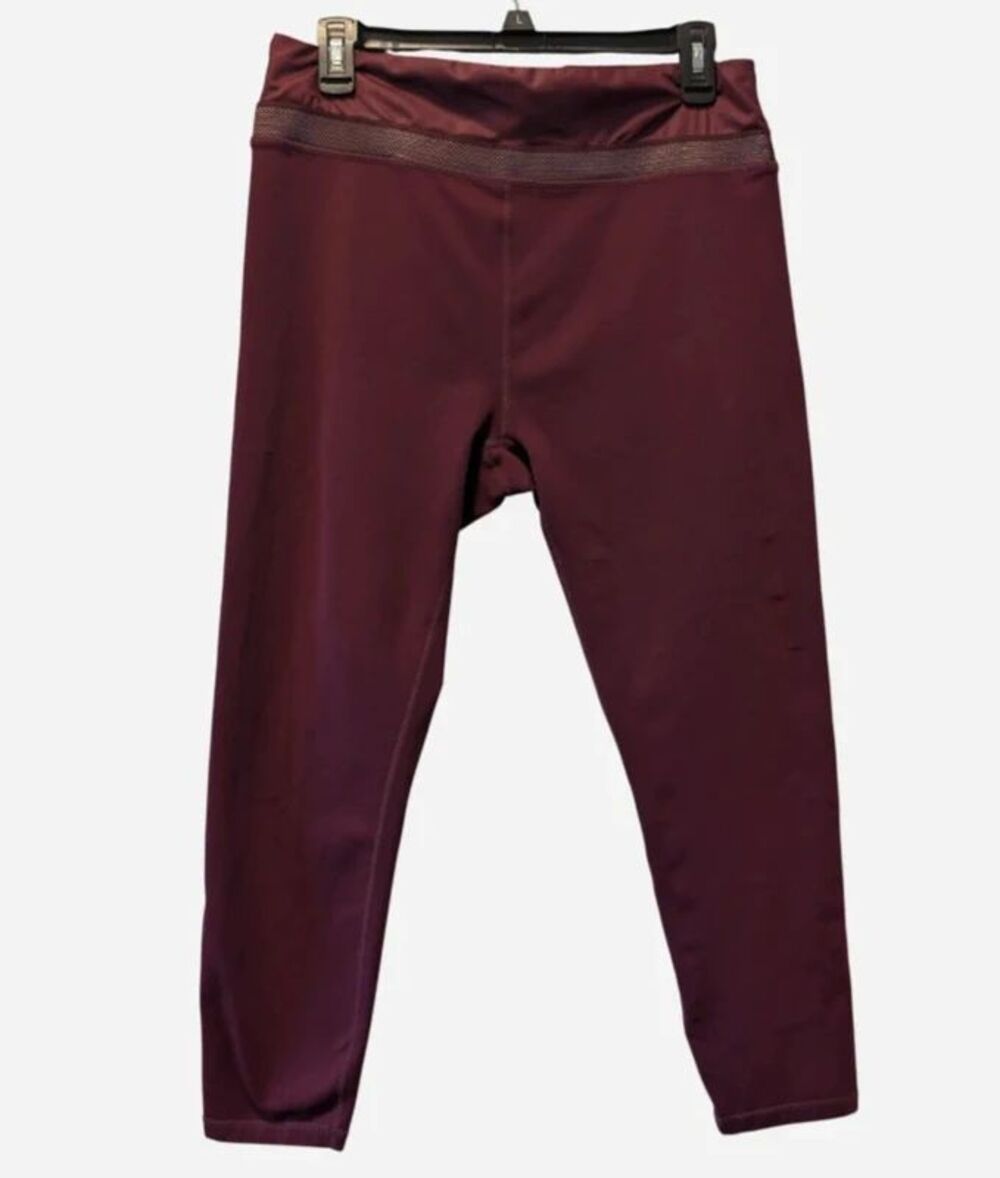 Fabletics Burgundy High-Waisted Mesh Waistband Leggings Size XL